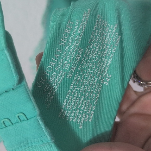 Victoria's Secret Very Sexy Push-Up Aquamarine Green Teal White Lace size 34C - Picture 7 of 7
